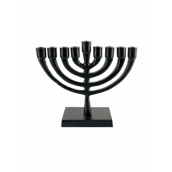 Other - Black Metal Menorah 9 Branch Candle Holder Modern Hanukkah Judaica 7” Wide
